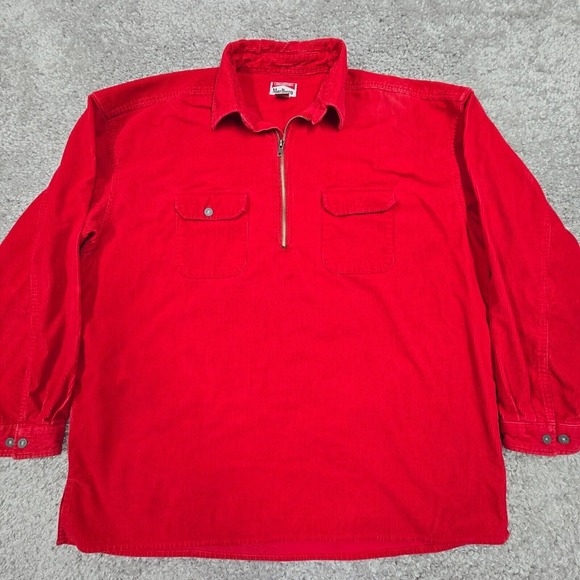 VTG Marlboro Shirt Mens XXL Red Heavy Corduroy 1/4 Zip Pullover Y2K Shacket READ - Picture 2 of 15